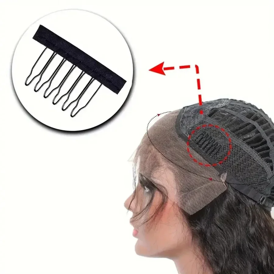 10/20Pcs Wig Combs To Secure Wig 6-Teeth Wig Comb Wig Clips With Cloth For Making Wig Caps Steel Material Clips Combs For Hair