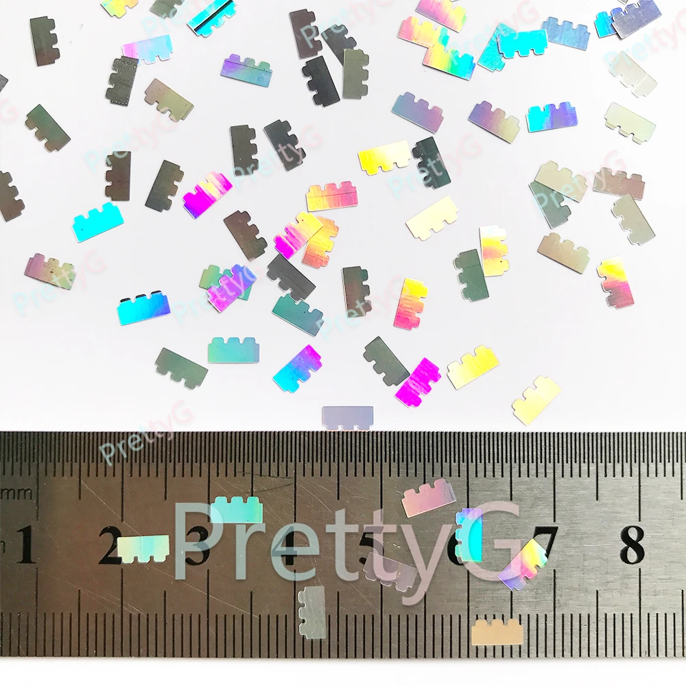 พริตตี้จี 1 กล่อง 6 มม.ของเล่นบล็อกรูปร่างโฮโลแกรมกลิตเตอร์อิฐเลื่อมสำหรับเรซิ่น DIY ศิลปะหัตถกรรมเล็บแต่งหน้าอุปกรณ์ตกแต่ง