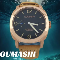 Watch 45mm ST2555 Movement Men's Watch Stainless steel Rose Gold case Vintage Mechanical Watch Mineral glass leather bracelet