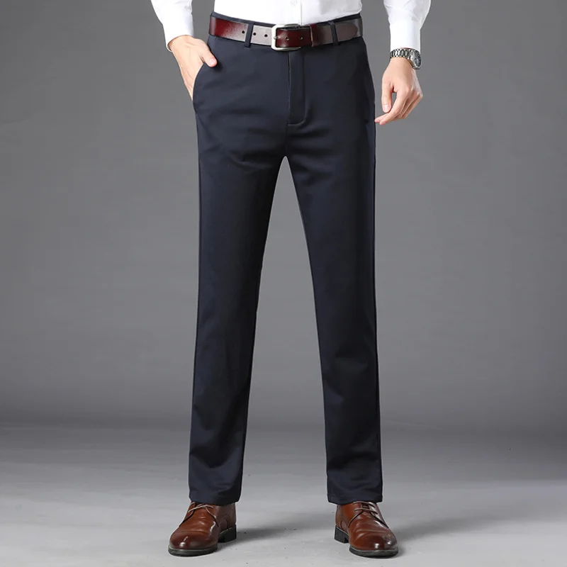 New Spring and Autumn Fashion Trend Solid Color Pocket Zipper Business Gentlemen's Pants Loose Casual Men's Comfortable Pants