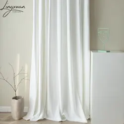 Luxury White Velvet Blackout Curtains for Living Room Modern Thick Curtain Window For Bedroom Drapes Blinds Shading 85% Customs