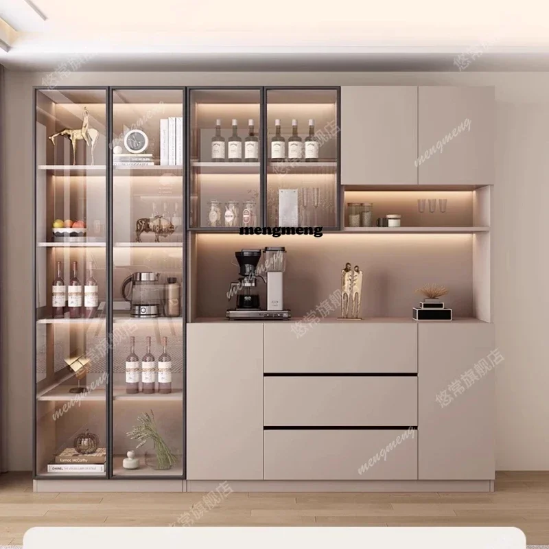 

Wine cabinet Living room integrated dining side cabinet Modern simple glass display Solid wood small cabinet
