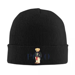 Kawaii Bears Bonnet Hats Knit Hat Female Male Funny Warm Beanie Hats Autumn Outdoor Sport Polo Pattern Caps