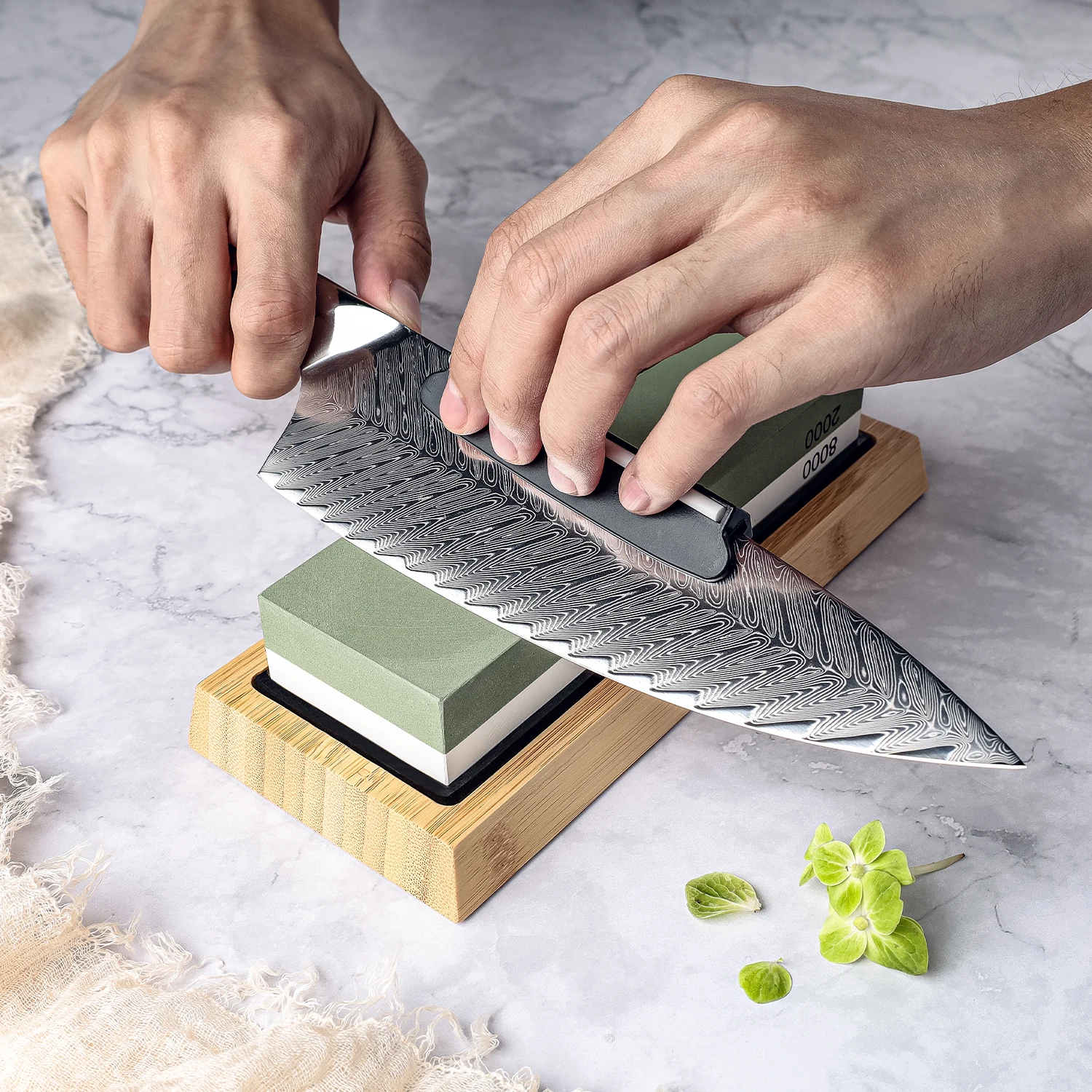 Grandsharp Whetstone Knife Sharpening Stone 2 Side Grit 1000/6000# 600/1500# 1000/6000# Water stone Non slip Bamboo Base