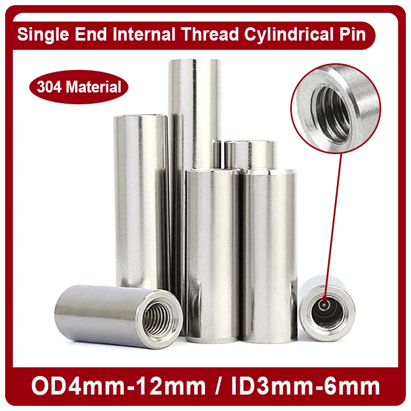 Internal Thread Cylindrical Dowel Pin Gb120 Id 3-6mm Od 4-12mm 304 Stainless Steel Positioning Fixed Shaft Pin Length 12-80mm