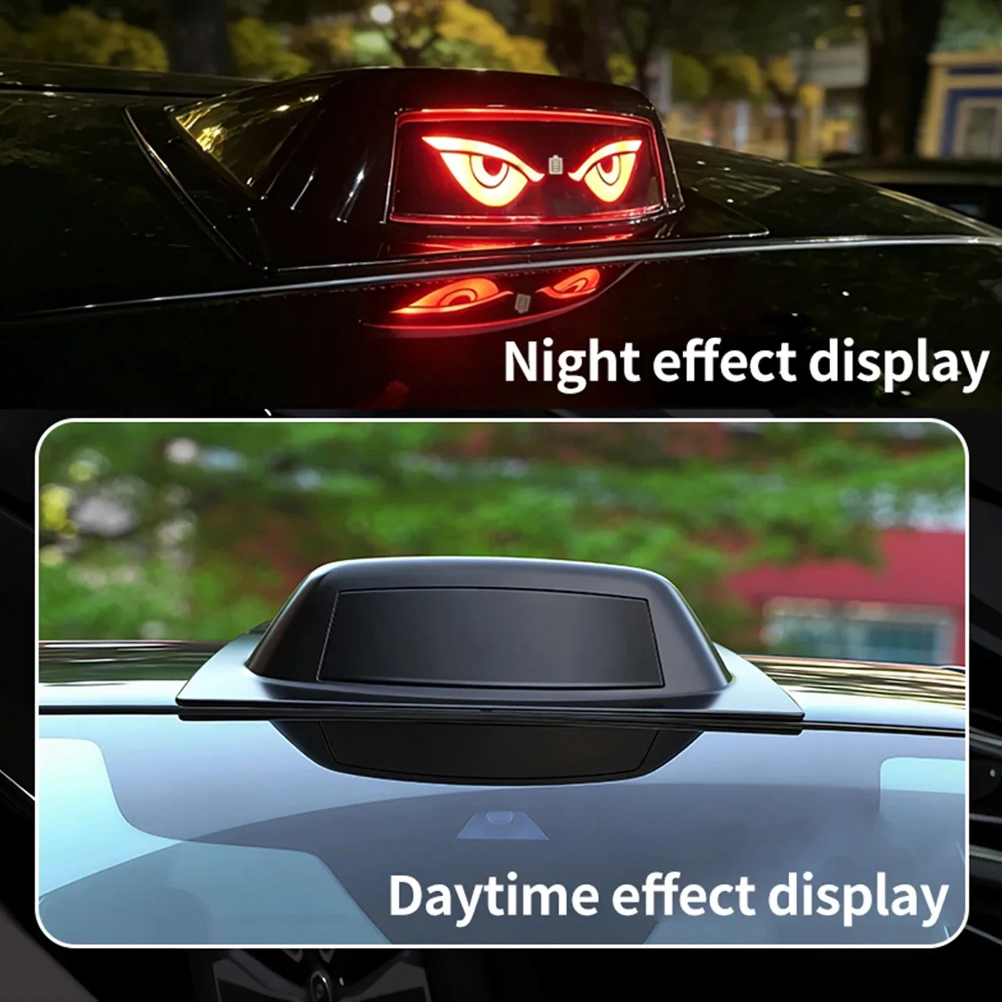 LED Evil Eye Radar Sensor Cover Warning Light, Solar Powered Car Styling Protective Accessories, Vent Decorative Modification