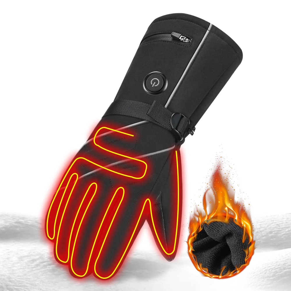 Motorcycle Heated Gloves Battery Powered Winter Motocross Thermal Heating Gloves Riding Waterproof Moto Touch Screen Outdoors