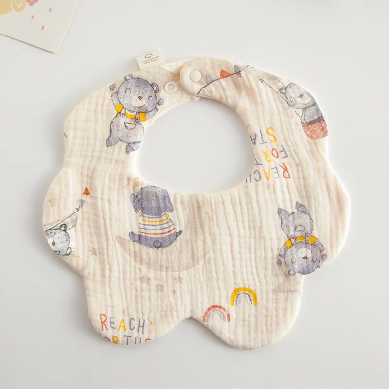 Summer New Cotton Gauze Baby Bibs Soft Petal Infants Print Saliva Towel Newborn Toddler Burp Cloth Kid Feeding Bib Korean Style