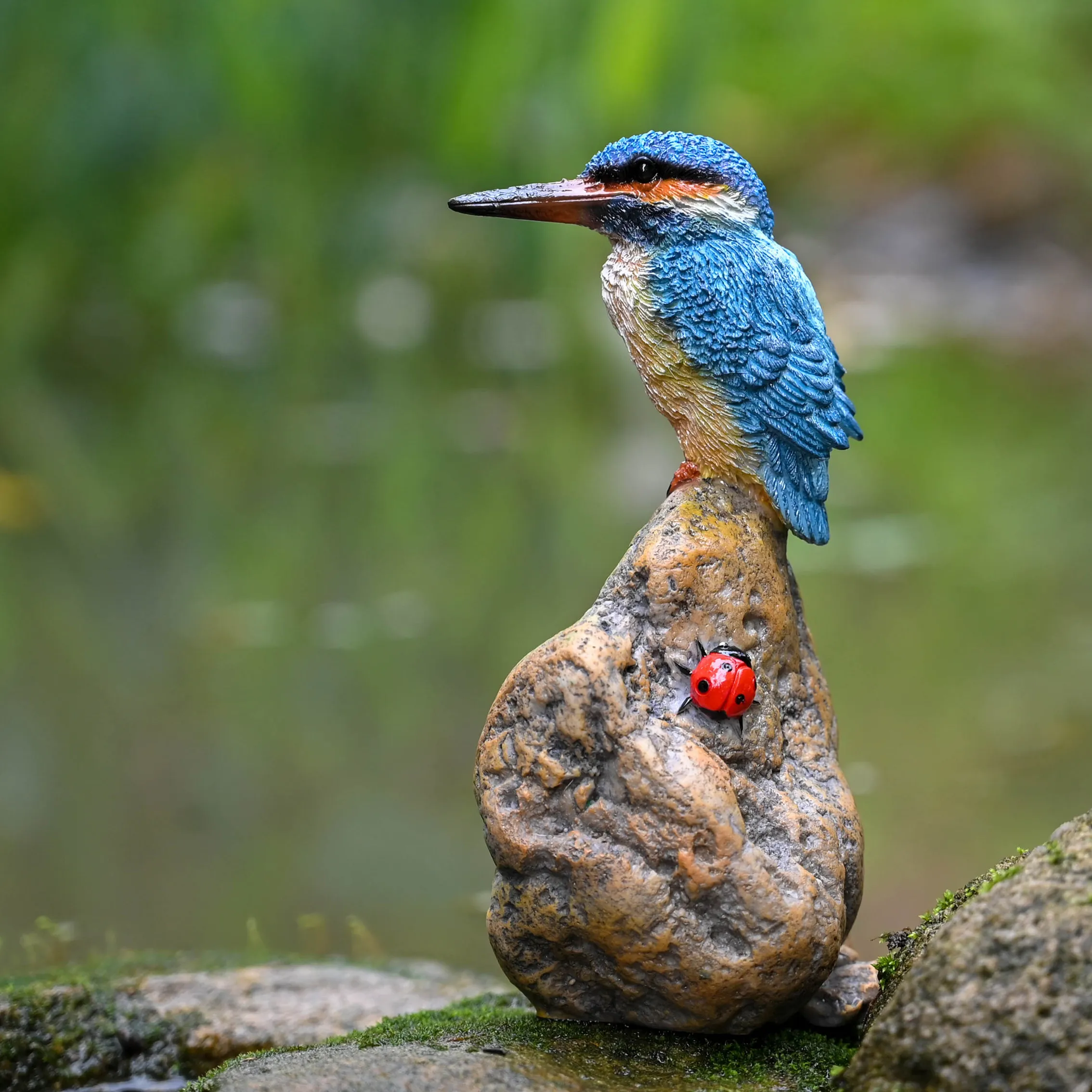 Realistic Resin Bird Figurine Kingfisher Magpie Swallow Red Whiskered Bulbul Sparrow Statue Garden Bonsai Pond Micro Landscape