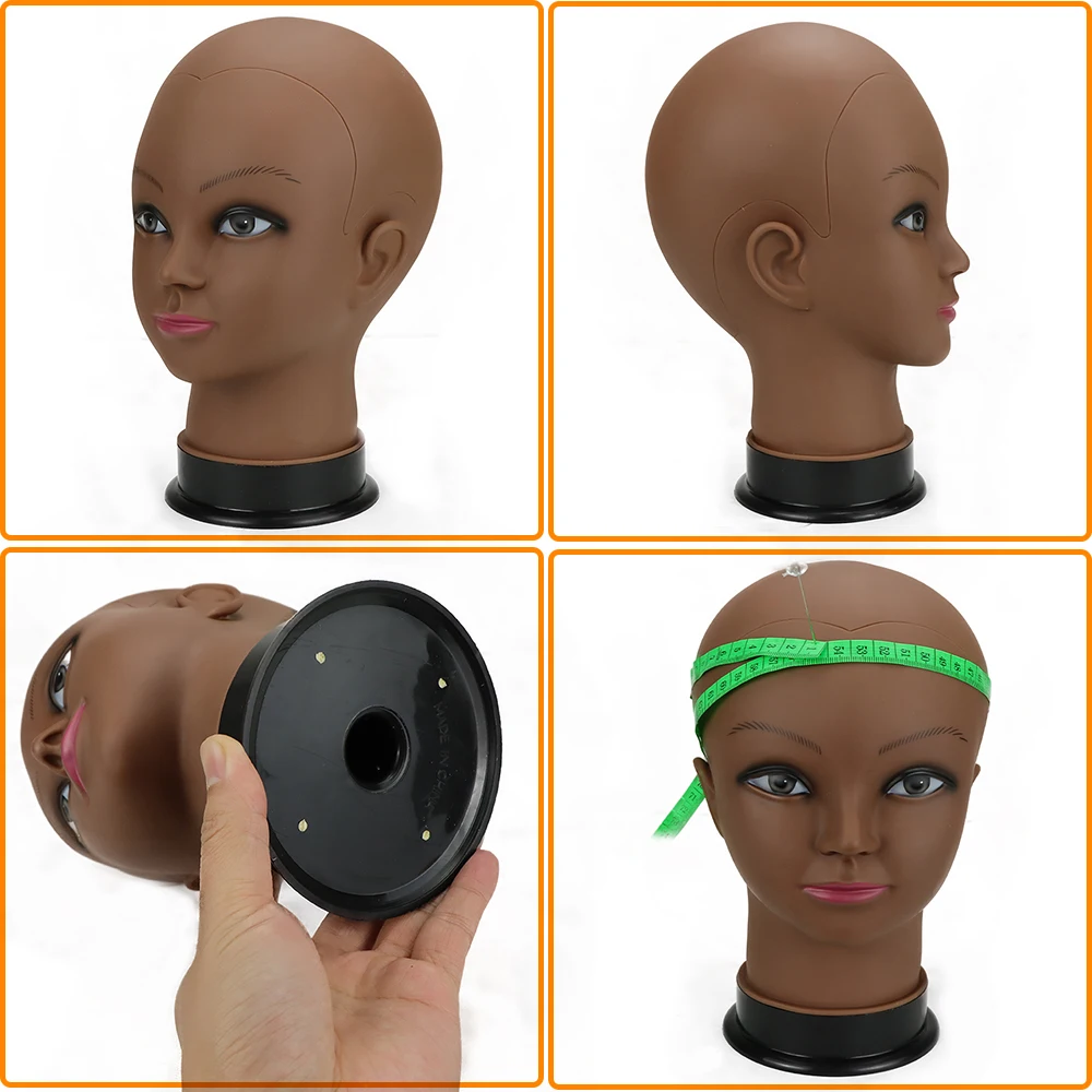 Bald Mannequin Head Holder Cosmetology Practice Training Manikin Head WigTripod Stand For Hair Styling Wigs Making Install Kit