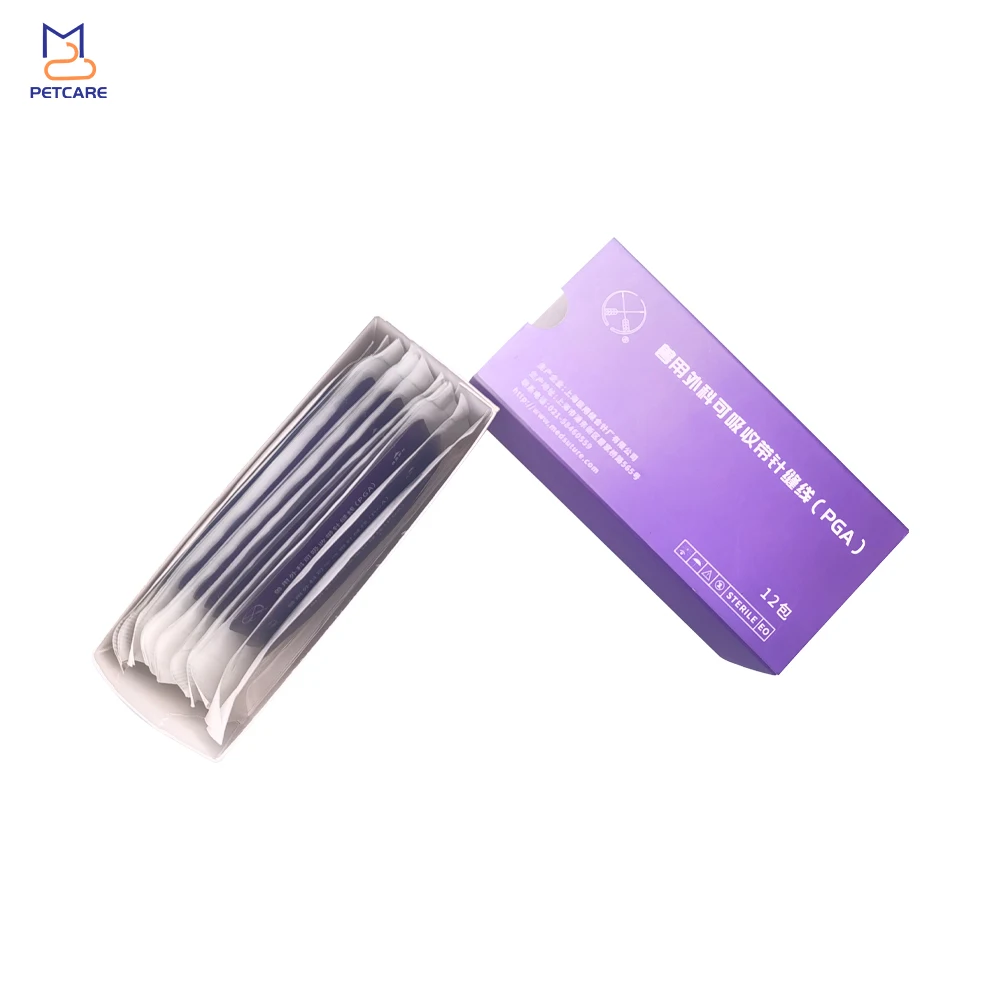 Polyglycolic Acid Absorbable Suture (PGA), Veterianary Surgical Tools, Medical Suture with Needle, Veterinaria Pet Accessories