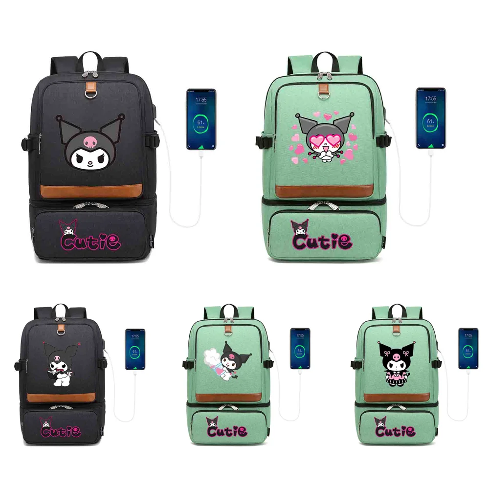 

Kuromi Backpacks Laptop for Men Women Students Compartment USB Portable Large Capacity Waterproof Cooler Bag Picnic Lunch Bag