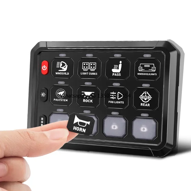 

RGB 12 Gang Touch Switch Panel 12V 24V for Car Truck SUV RV Camper Van Offroad 4x4