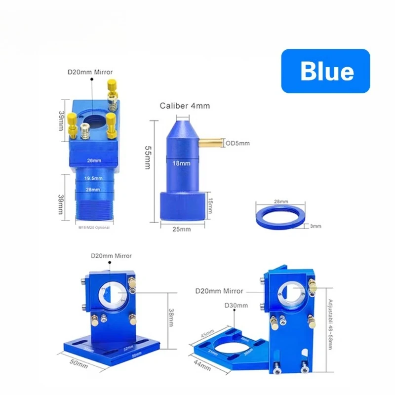 Set di parti metalliche K Serious CO2 Attrezzatura per nuove condizioni Lente a specchio con messa a fuoco della testa da 12/18/20 mm di diametro per uso industriale