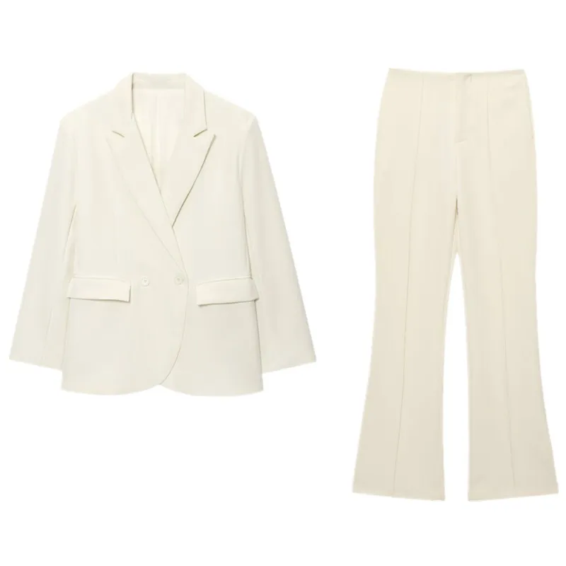 Lente 2025, damespak met dubbele rij knopen en lange mouwen, jaet en broek, tweedelige set, faionable Busin Wear