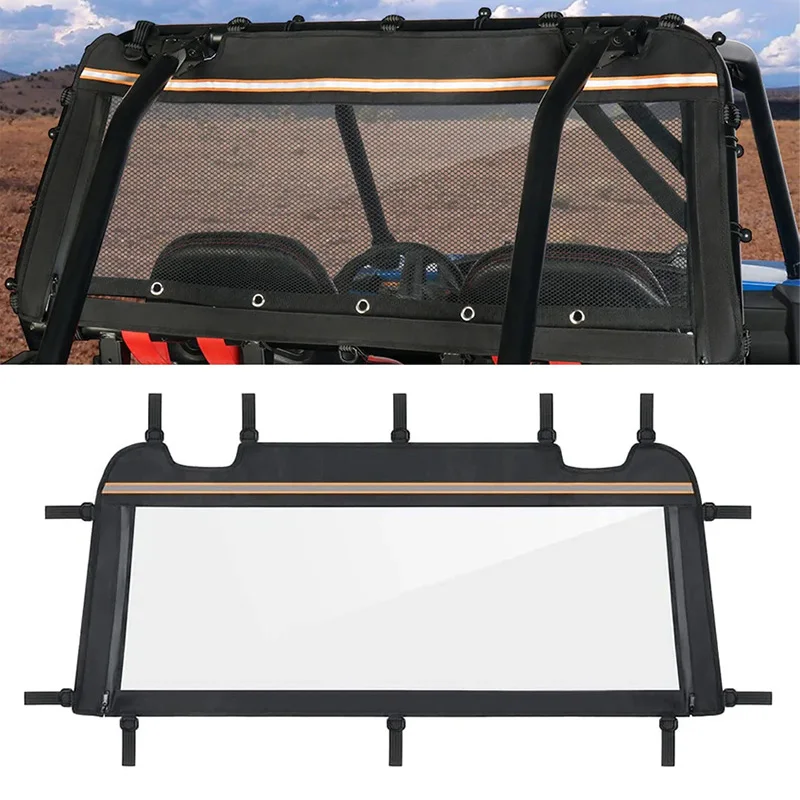 UTV Rear Soft Windshield PVC Rear Window Shield Waterproof Back Windscreen For Polaris RZR XP 1000 2014-2021 TURBO 2016-2021