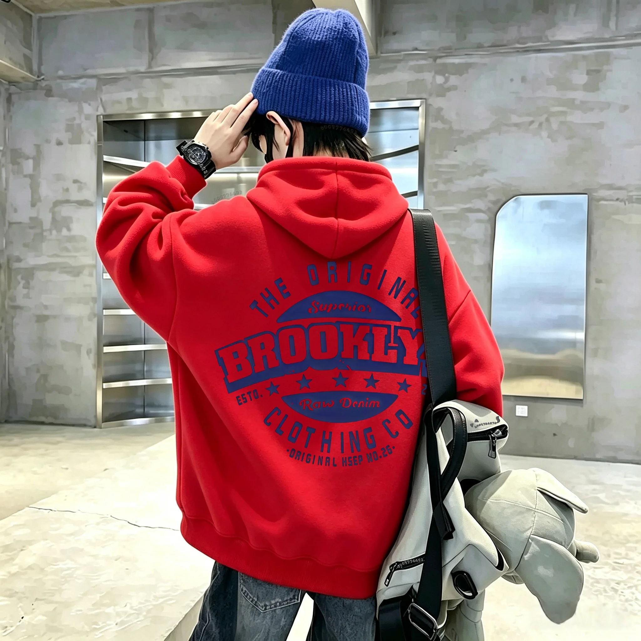 Y2K Korean-style trendy letter-printed thick pullover, a loose and casual children's top suitable for autumn and winter seasons