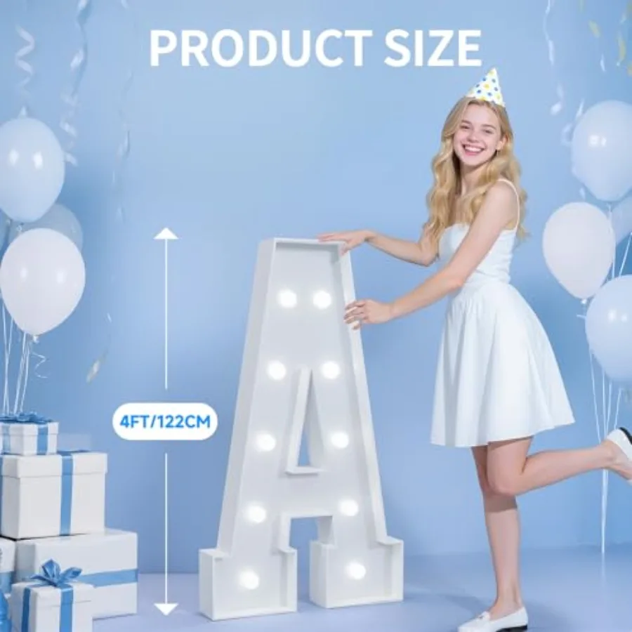 4, 4, Big Sign F with Cool White Light for Birthday Graduation Decor, Wedding Proposal Engagement Party Backdrop Decorations