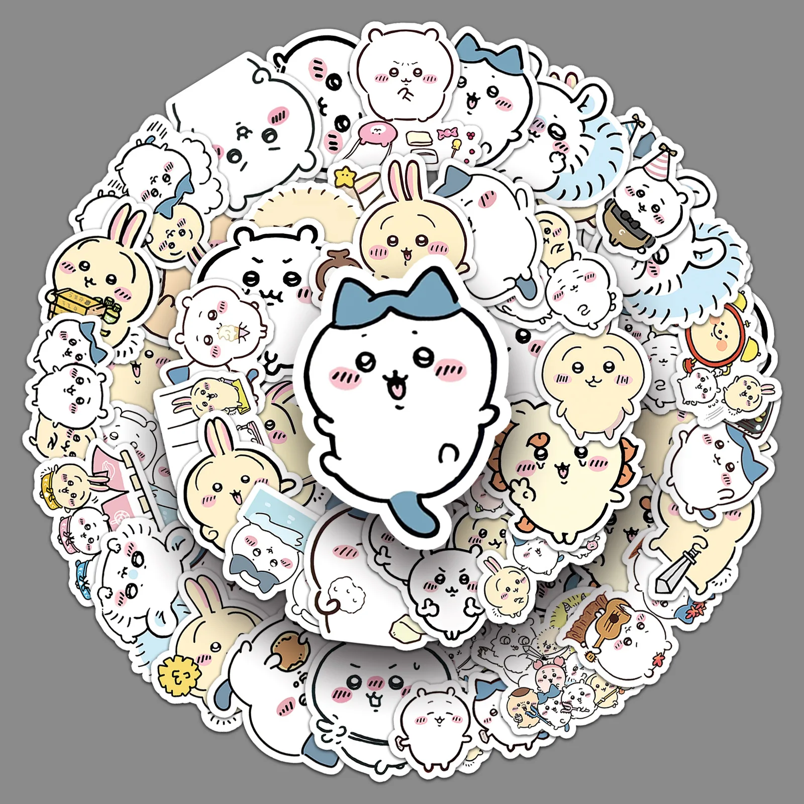 

Miniso 50 chiikawa cartoon stickers cute emoticon pack giikawa decorative mobile phone case small mochi stickers