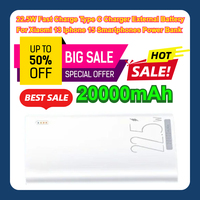22.5W Fast Charge  Type C Charger External Battery For Xiaomi 13 iphone 15 Smartphones 20000mAh Power Bank