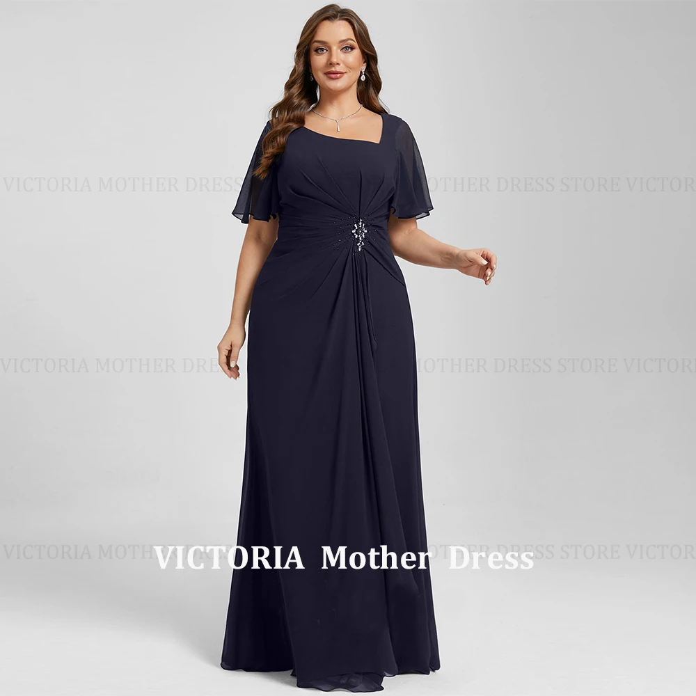 VICTORIA Customized Simple Plus Size Mother of the Bride Dresses 2025 A-line Wedding Guest Party Gowns Pleated Sequins Beading