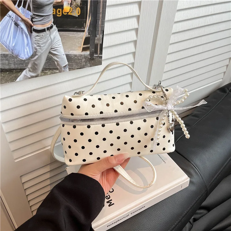 

Vintage Polka Dot Boxy Tote Crossbody Bag for Women, Compact Structured Shoulder Purse with Practical Storage, Lightweight Retro Carry Accessory for Office Work, Casual Dates, Daily Errands, Summer Beach Vacations and Weekend Short Road Trips