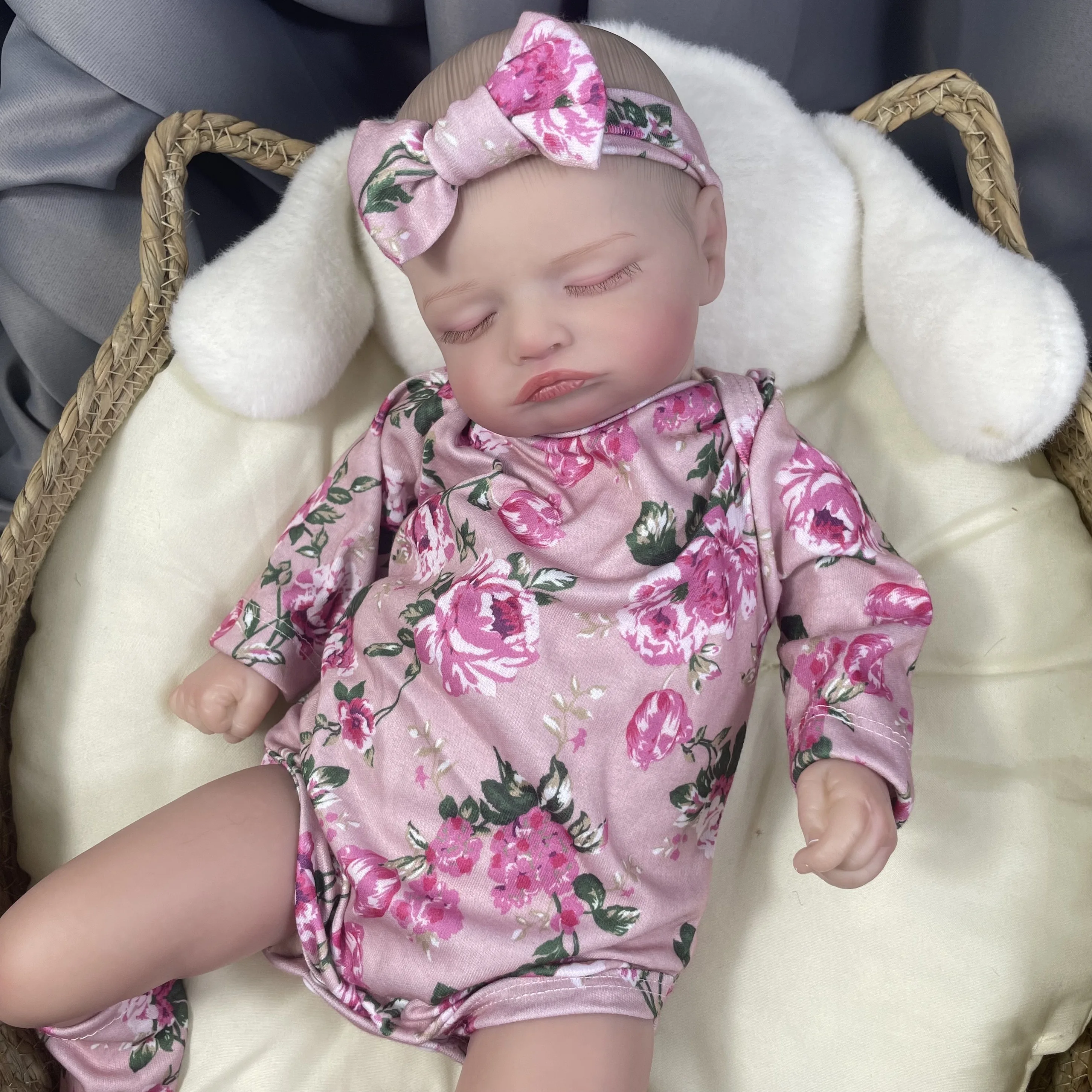 46CM mignon Rosalie Reborn dormir bébé poupée fille réaliste avec des cheveux peints à la main nouveau-né jouet cadeau pour les enfants