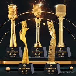 Crystal Note Trophy, Microphone, Gold Microphone Trophy, Custom, Children's Good Voice, Voice Recitation, Competition