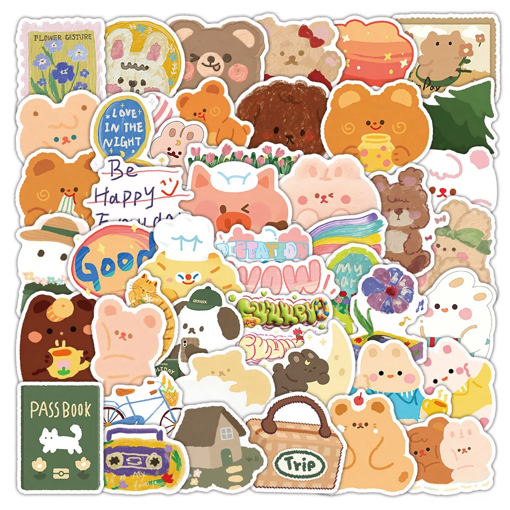 52Sheets Oil Painting Animal Stickers, Art Aesthetic Decorative Decals for Phone Case Laptop Journal Peel Joy Sticker Store