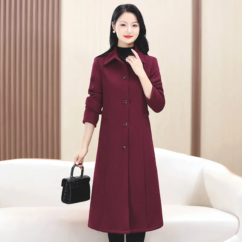 Autumn Winter New Thicke Long Windbreakers Coat Women's Overcoat High-End Fashion Slim Warm Single-Breasted Chic Trench Coat