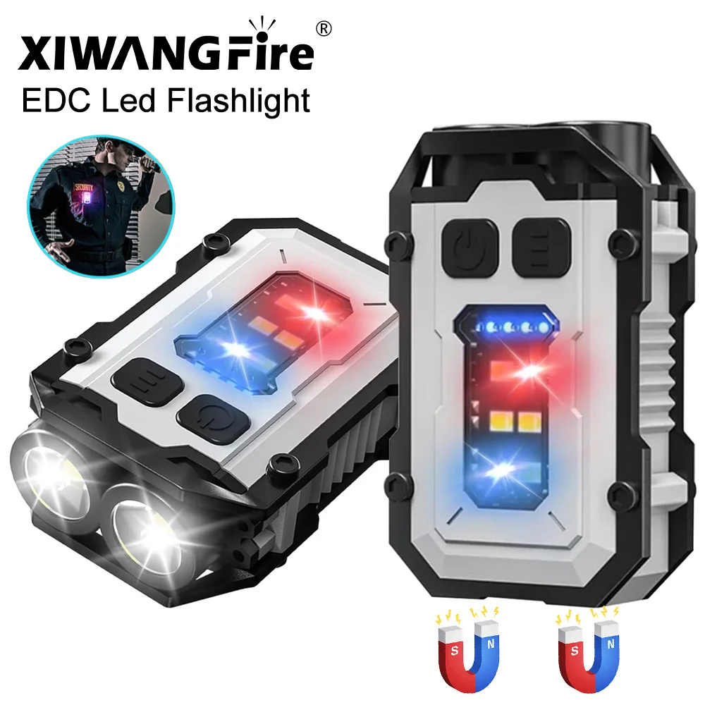 Super Bright Powerful Pocket Torch Light LED Multifunctional Linterna Magnetic COB LED EDC Mini Keychain Flashlight Rechargeable