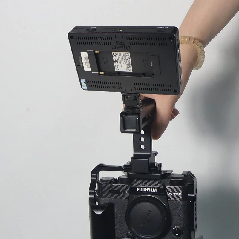 رأس ترايبود مثبت بشاشة صغيرة من الألومنيوم ، محول حذاء بارد ، بتركيب الكاميرا ، فلاش ، ميكروفون ، مصباح تعبئة ليد