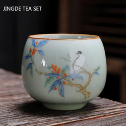 Custom Ceramic Tea Cup Traditional Tea Set Accessories Chinese Ice Crack Glaze Master Cup Boutique Porcelain Teacup Tea Bowl