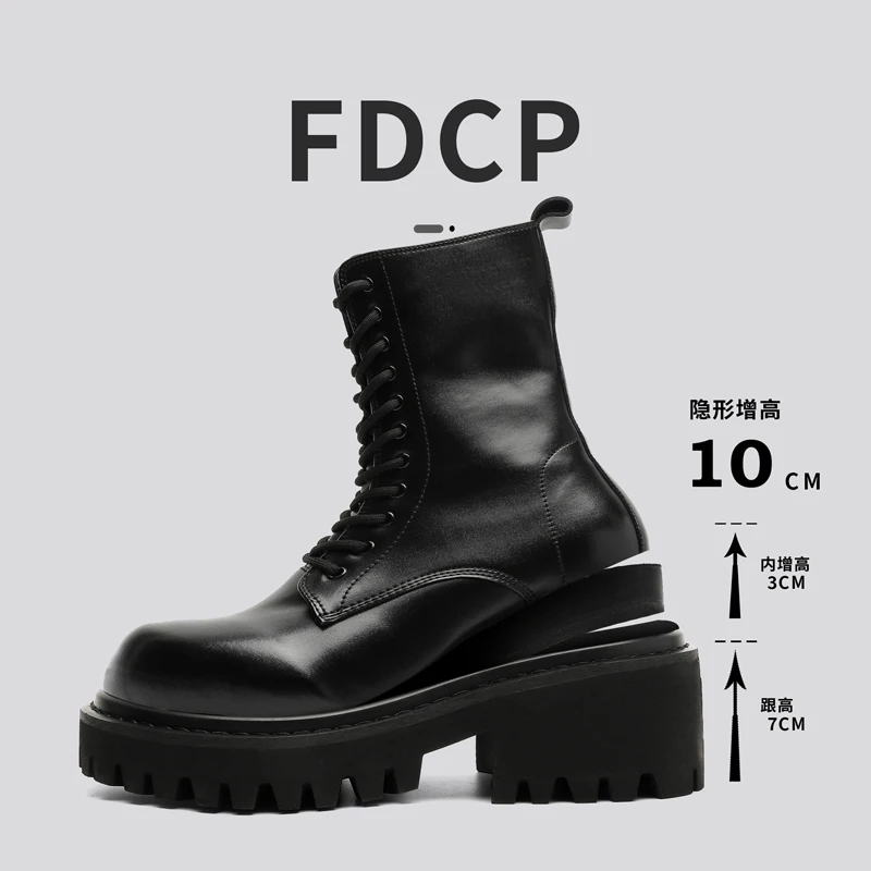 Botas casuales para parejas, botas de cuero de caña alta para hombre y mujer, para las cuatro estaciones, a la moda, con suela gruesa antideslizante, tallas grandes, para exteriores.