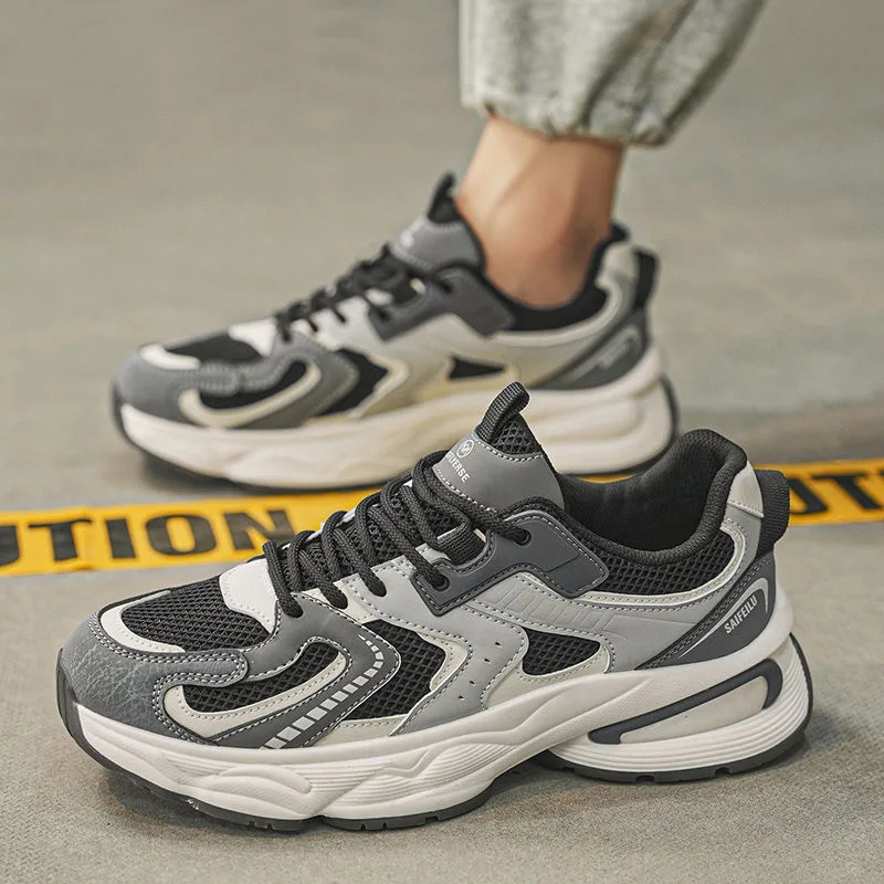Men's Fashion Sports Casual Shoes Breathable Four Seasons Soft Soled Comfortable Outdoor Running Shoes Student Lace Up Sneakers
