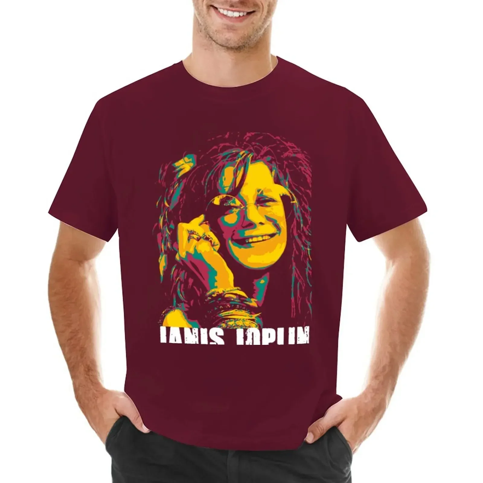 fashion heavyweight vintage Summer Round Collar streetwea Janis Joplin T-Shirt tees Short sleeve tee customs funnys men clothes