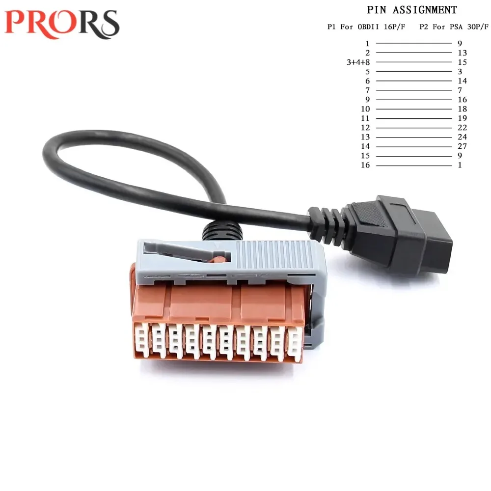 Newest OBD2 Interface PP2000 PSA XS 30 Pin Cable for Lexia 3 for Citroen for Peugeot Adapter Connector PSA 30Pin Cable To 16 Pin