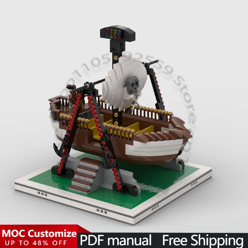 1048 PCS City Engineering Pirate Ship for modular Amusement Park MOC Customize Modular Building Block DIY Boys Festival Toy Gift
