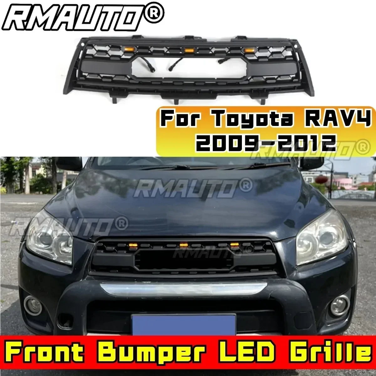 Paraurti Griglia Per Toyota RAV4 2009-2012 Auto Paraurti Anteriore Racing Grill Body Kit In Plastica ABS Paraurti Anteriore Griglia Accessori Auto