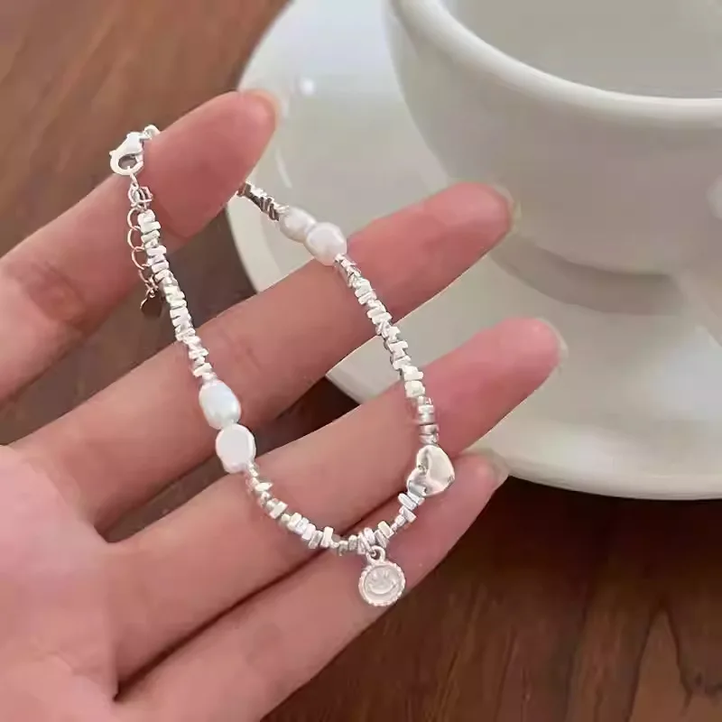 New 925 Sterling Silver Pearls Knots Bracelet for Women Original Korean Fashion Partial Pearls Bead Bracelets Party Jewelry Gift