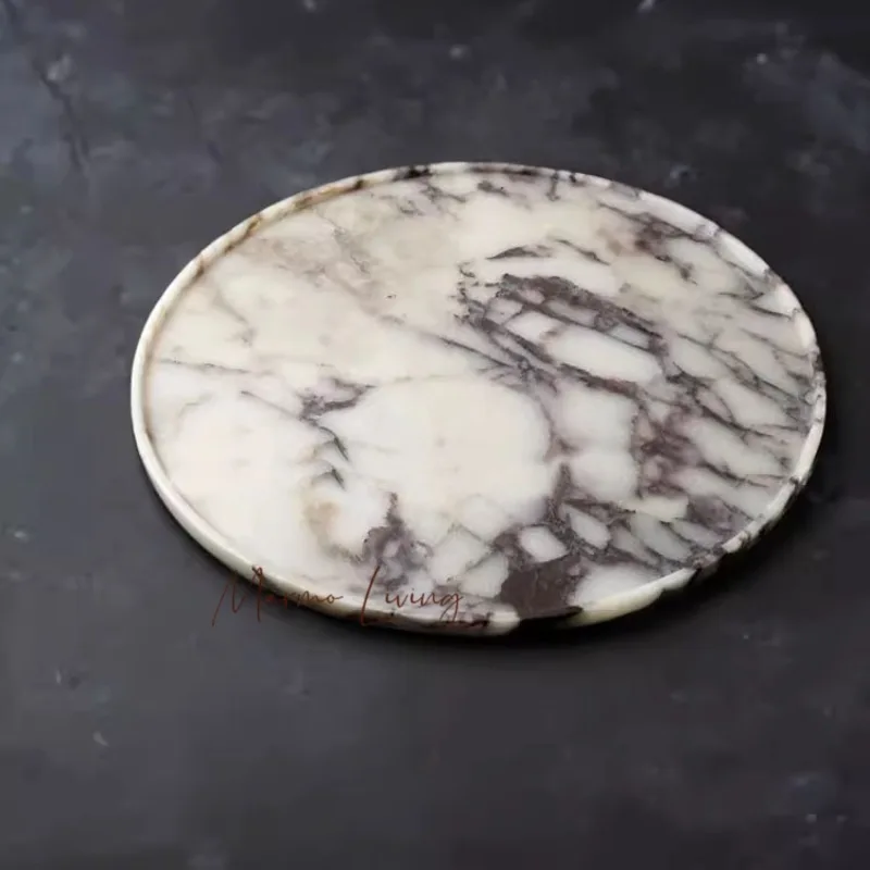 

French silent style natural marble storage tray designer model room soft desktop aromatherapy tray ornaments