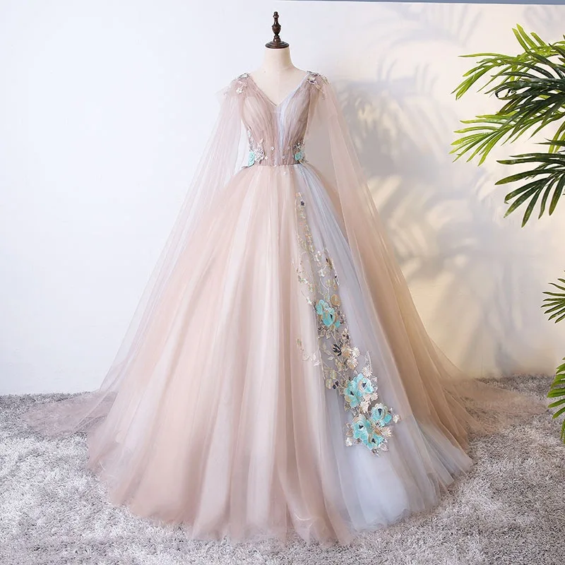 Vestidos de Noche de lujo a la moda, apliques de cuentas en contraste, vestido de fiesta de princesa, flores, encaje, tul, ceremonia de hadas larga personalizada