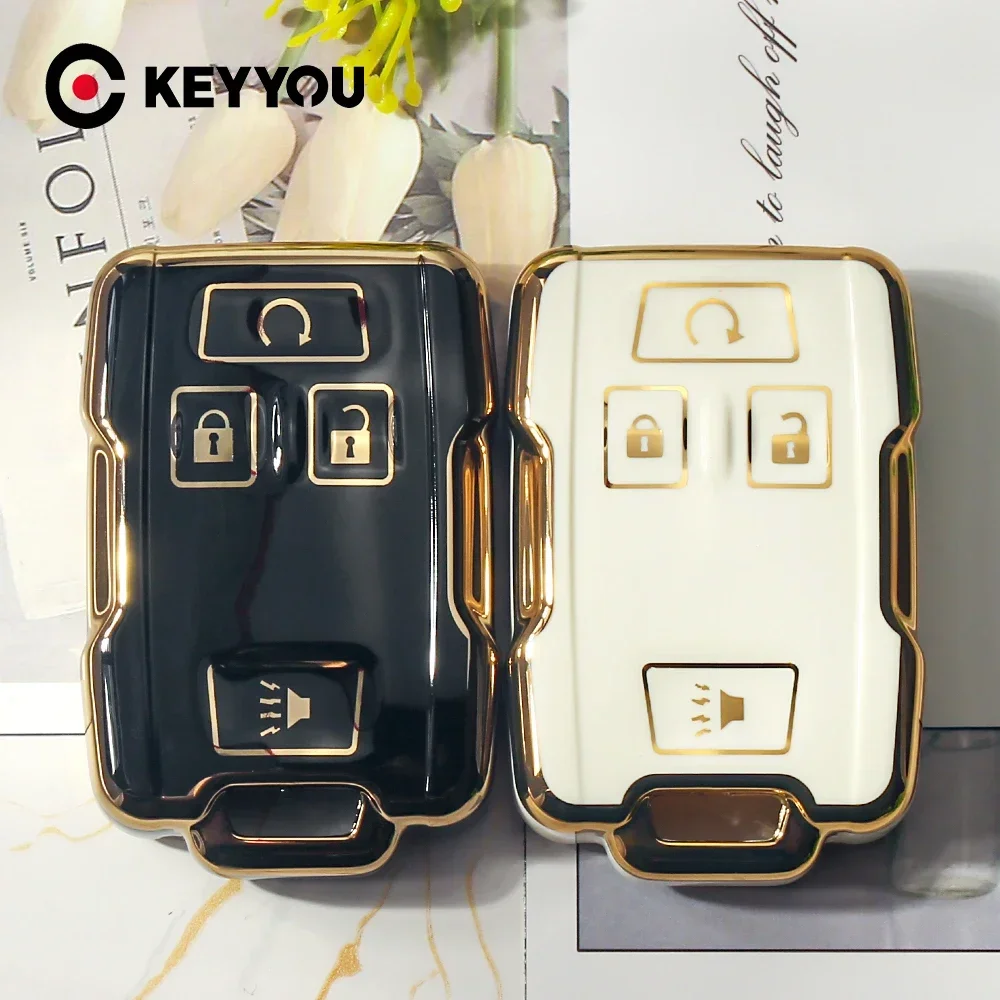 KEYYOU TPU carcasa de coche Fob funda para llave para Chevrolet Chevy Colorado LT Silverado GMC Canyon Sle Sierra 3500HD llavero automático