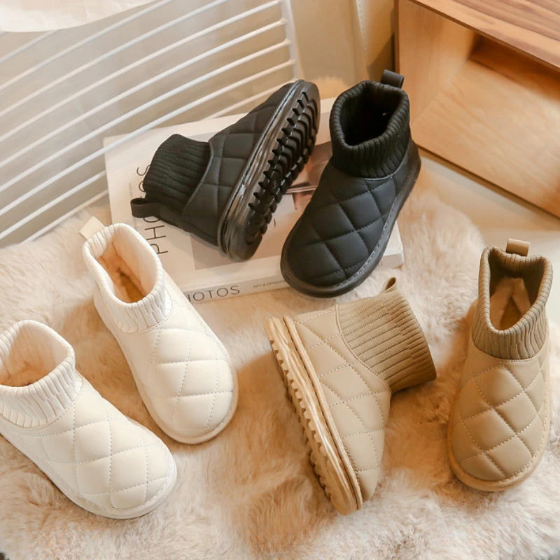 Warm Snow Boot Winter New Style Girl Boots Stylish Fashion Winter Boot Casual Versatile Child Shoes Simple Daily Cotton Boy Shoe