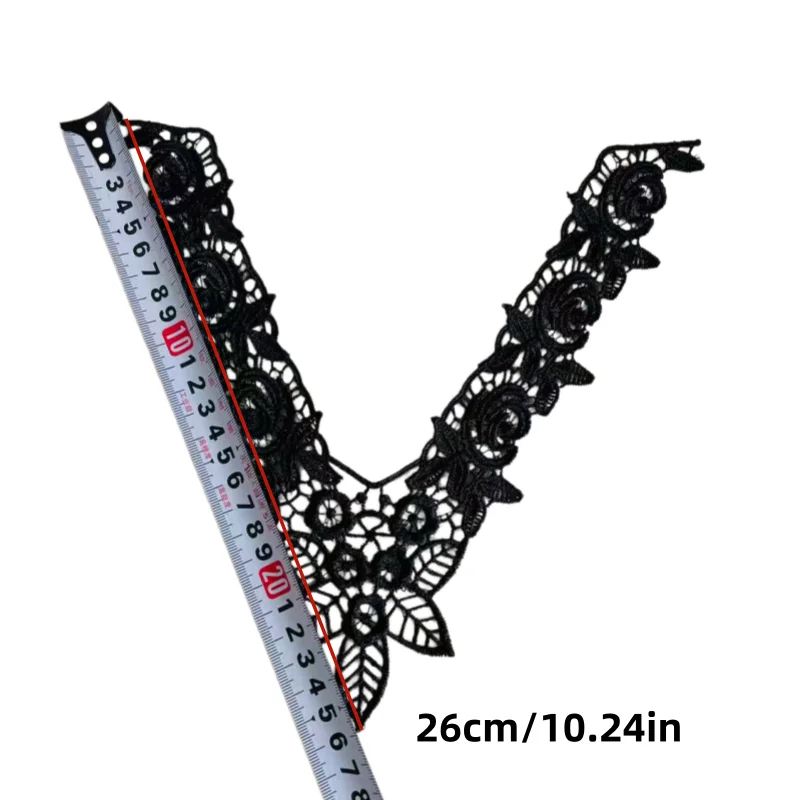 2 Pieces of Water-Soluble Lace, embroidery, Applique, Crepe Silk, Hollow Design, Chest Flowers, Collar Flowers, False Collar, DI