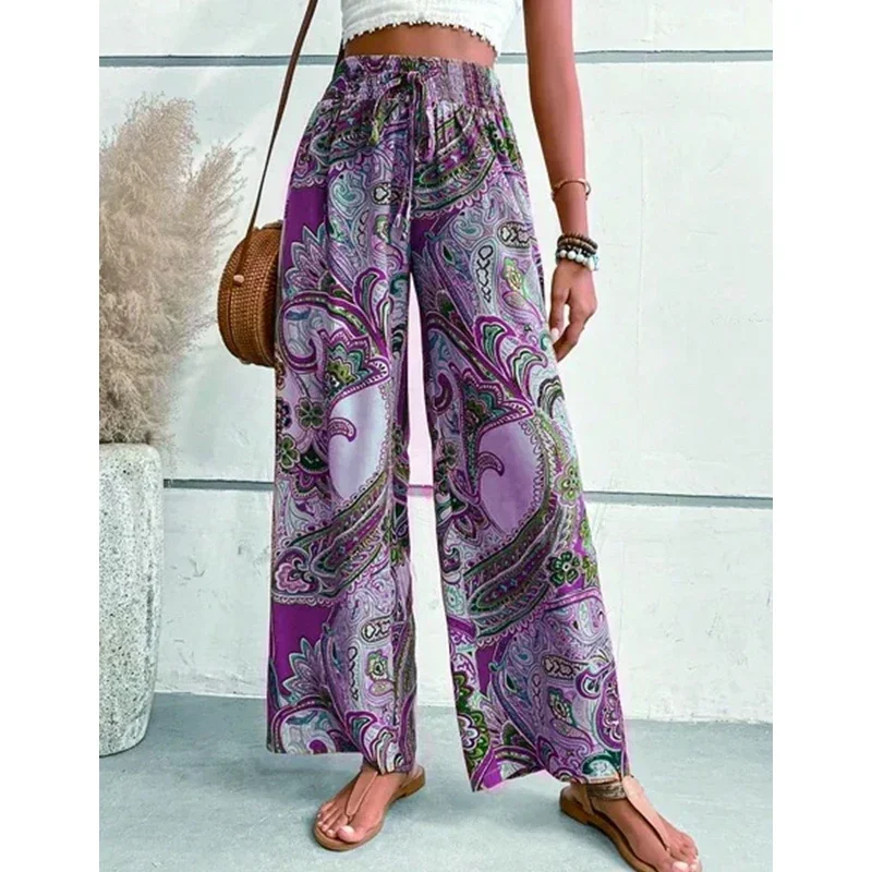 Women's Printing Pants, Waist Belt, , Loose Fitting Spring/summer Pants