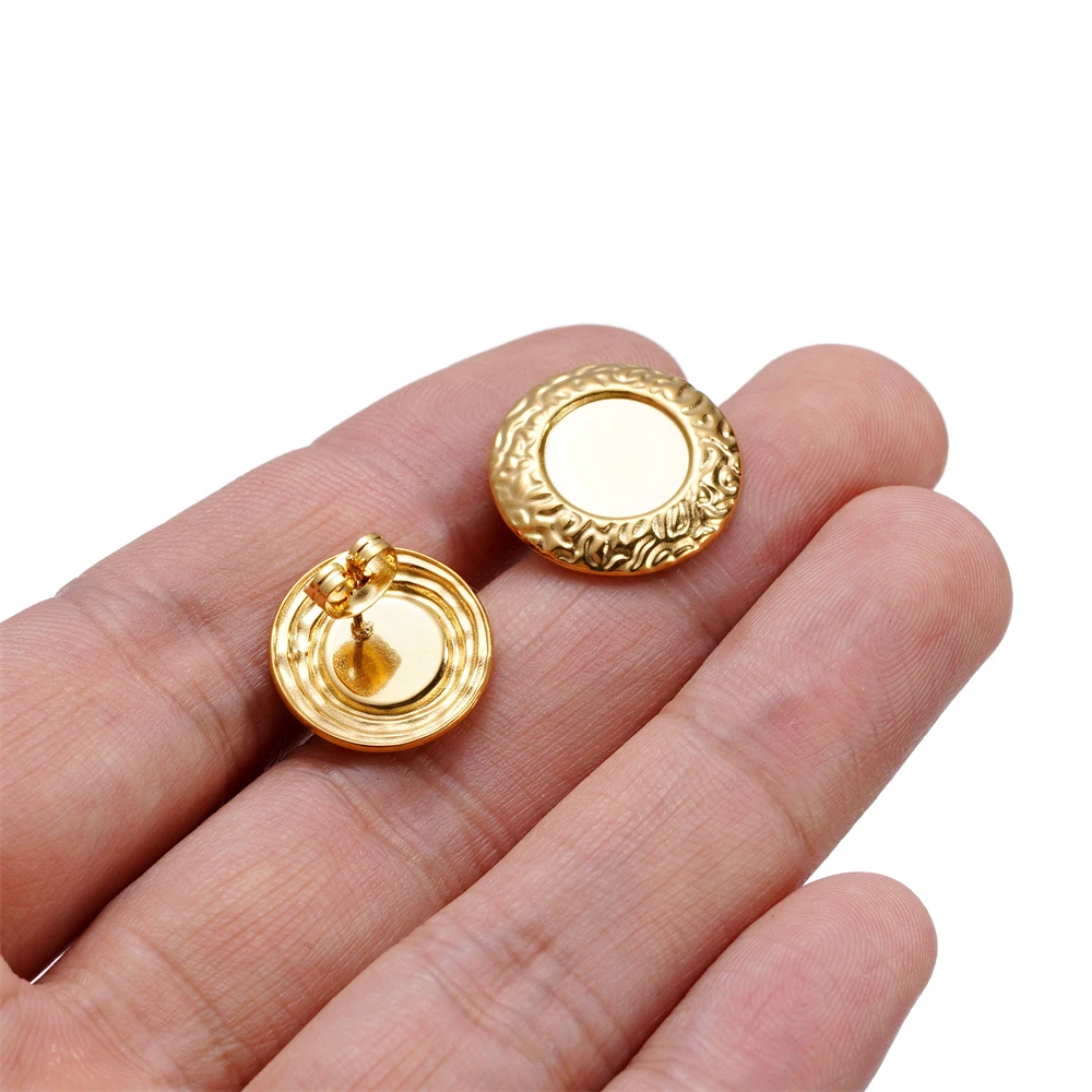 2pcs/lot Stainless Steel Earring for Women Girls Minimalist Gold Color Irregular Stud Earrings Waterproof Jewelry Statement Gift