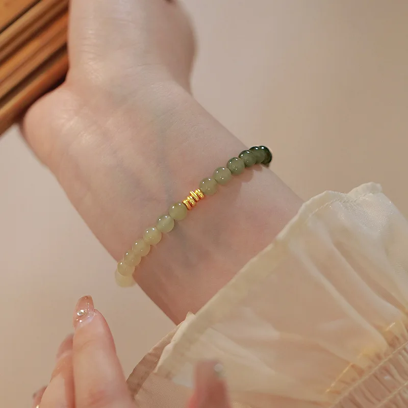 

Hetian Jade Gradient Bracelet New Chinese Style Retro Jewelry Light Luxury Niche Exquisite High-end Sense Ins Couple HandString