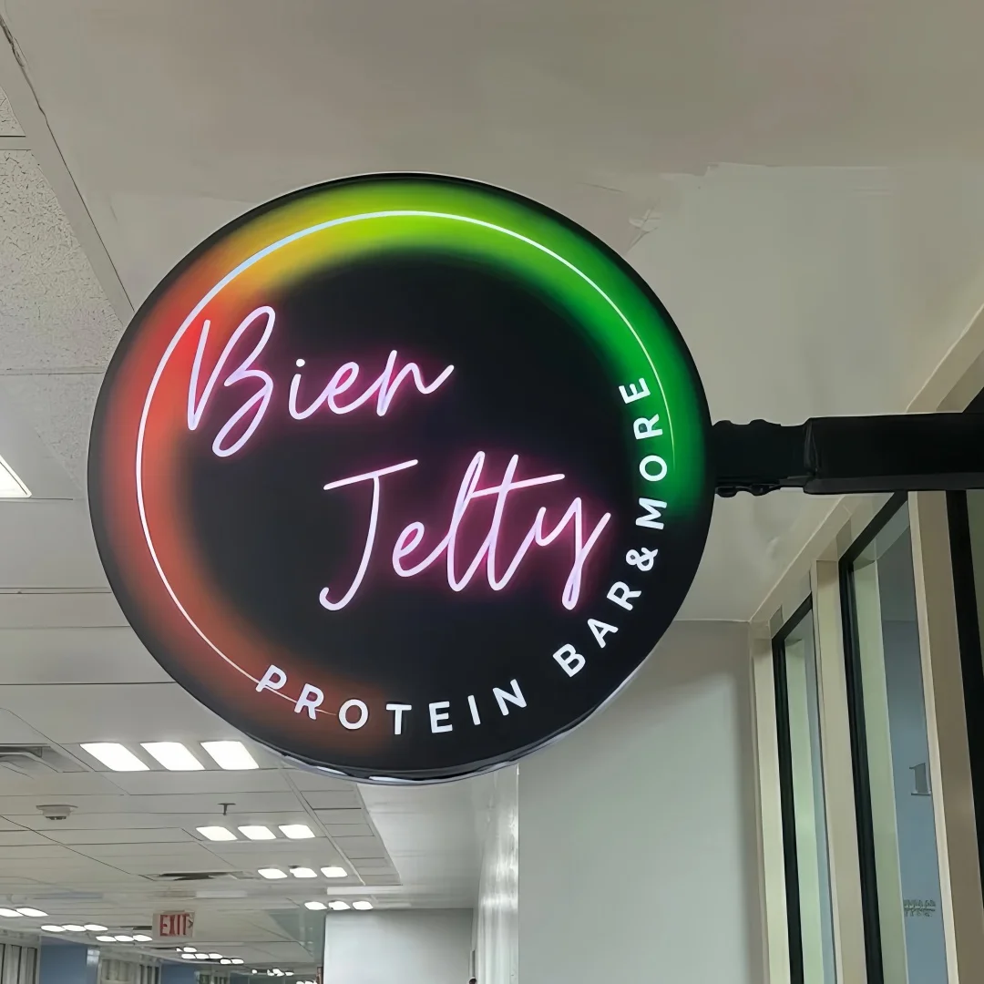 Outdoor Custom Aluminum lightbox sign Led Round Light Box Projecting Sign Double Sided Advertising Sign Billboard for Business