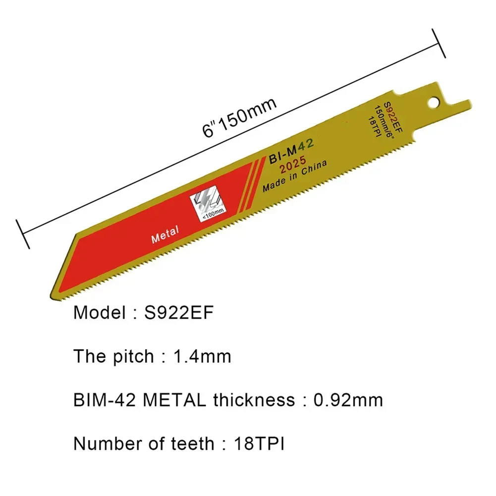 3PCS Bi-metal Reciprocating Saw Blades Set 130mm Blades Wood Pruning Saw Blades For Plastic Pipe Metal Cutting S922EF